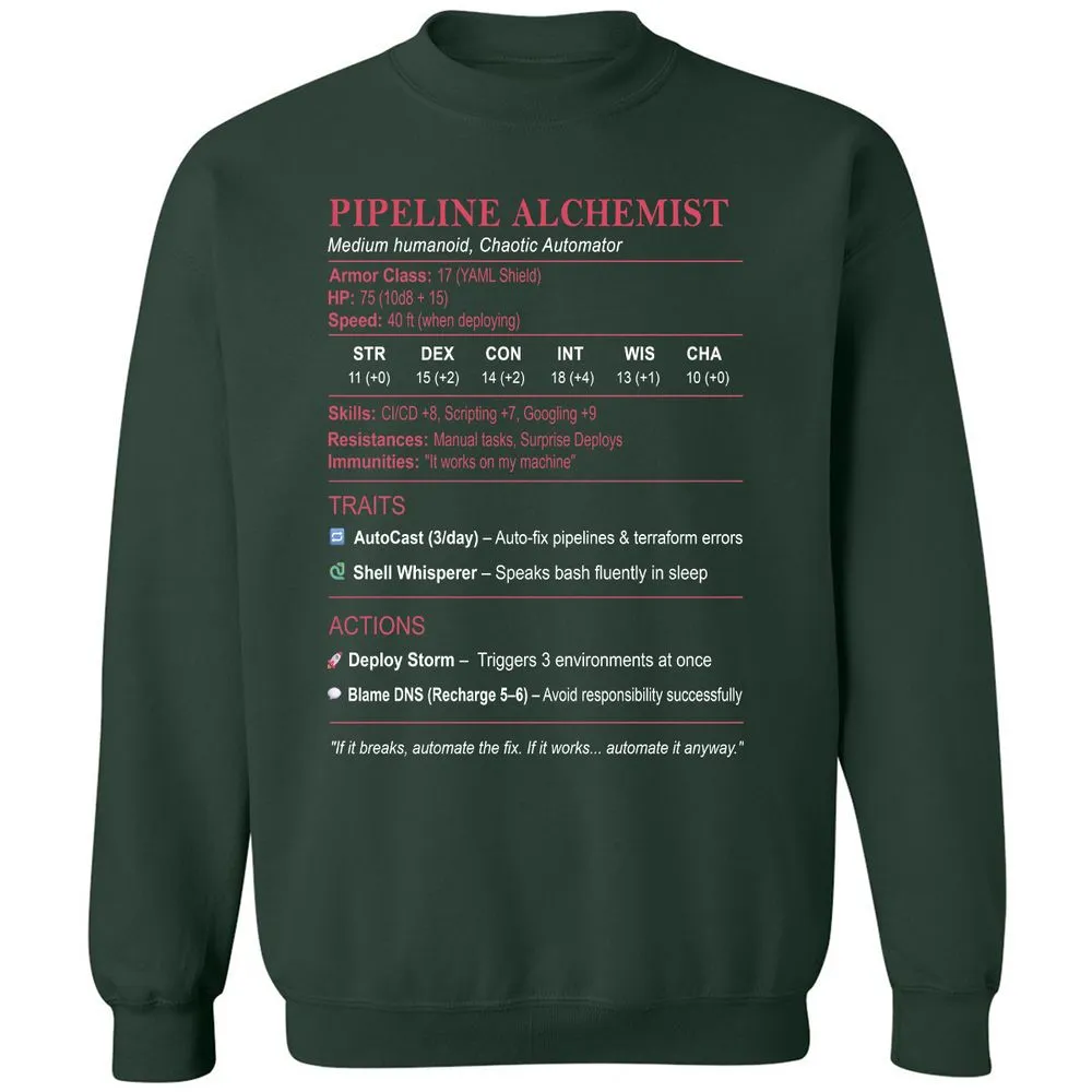 DEVOPS Stats (Pipeline Alchemist) Classic Unisex Sweatshirt - Forest Green - 4
