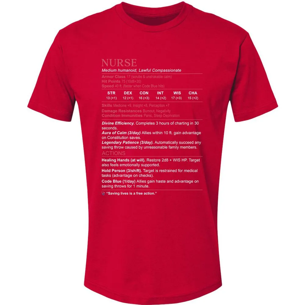 Nurse Stats 3 Premium Unisex T-Shirt - Red - 6