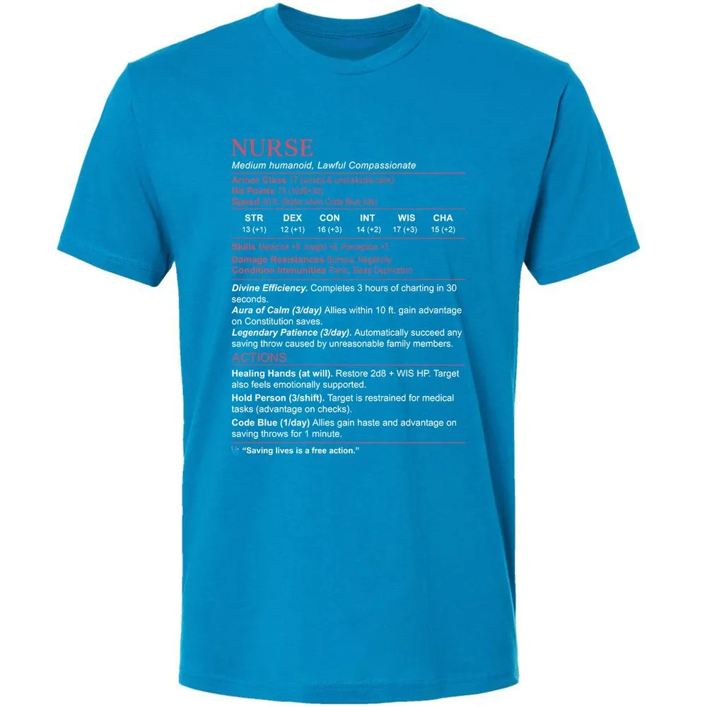 Nurse Stats 3 Premium Unisex T-Shirt - Turquoise - 16