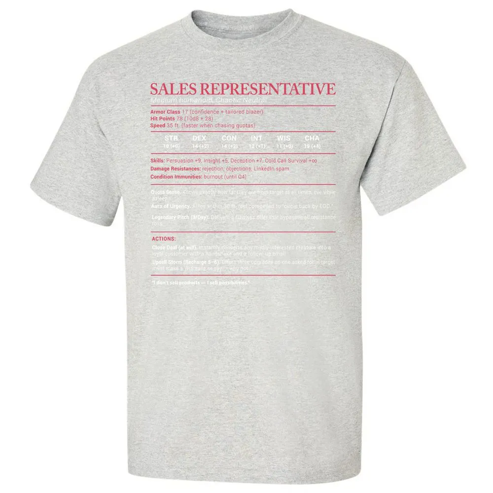 Sales Presentative Stats Classic Unisex T-Shirt - Ash - 2