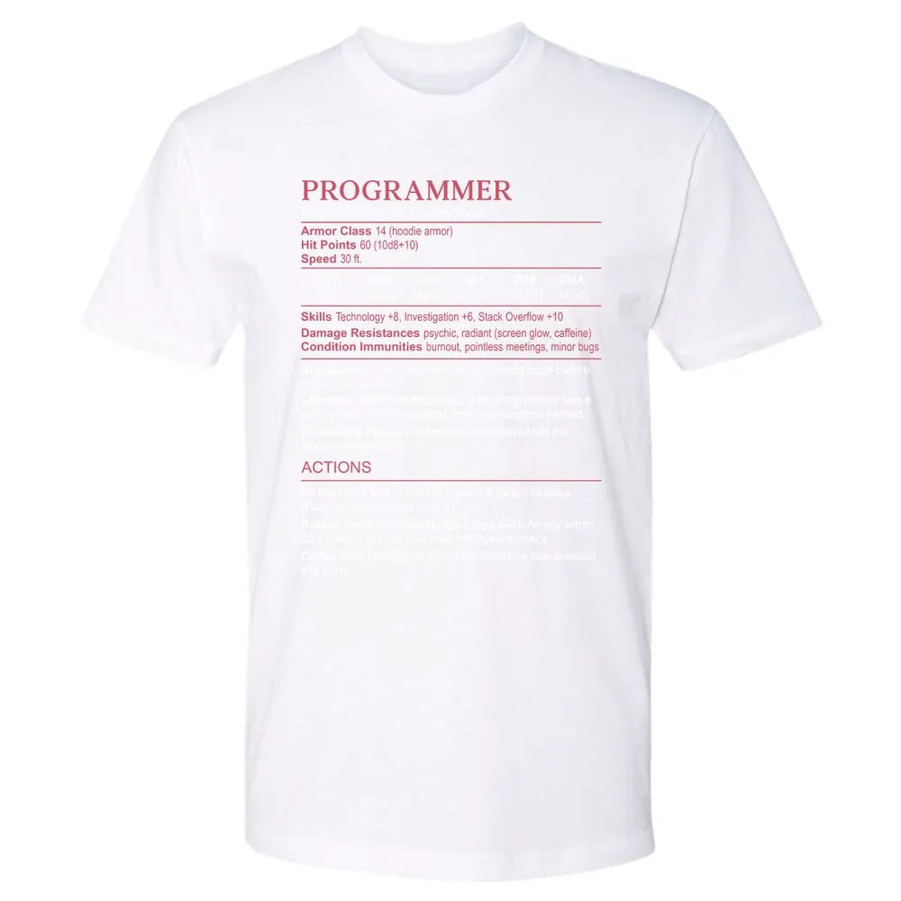 Programmer Stats Premium Unisex T-Shirt - White - 4