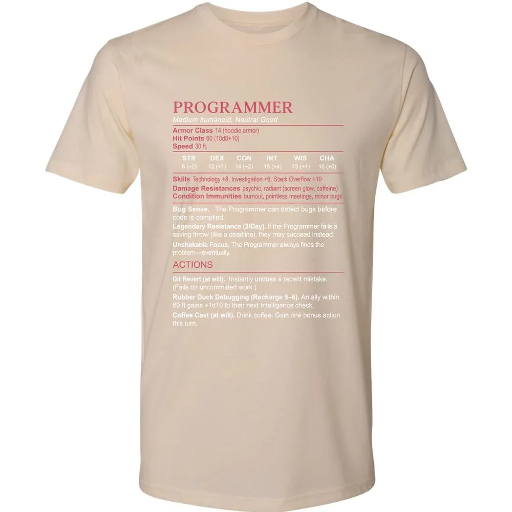 Programmer Stats Premium Unisex T-Shirt - Cream - 14