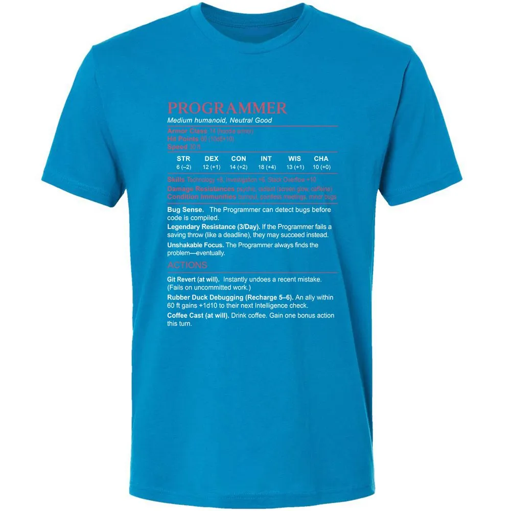 Programmer Stats Premium Unisex T-Shirt - Turquoise - 16