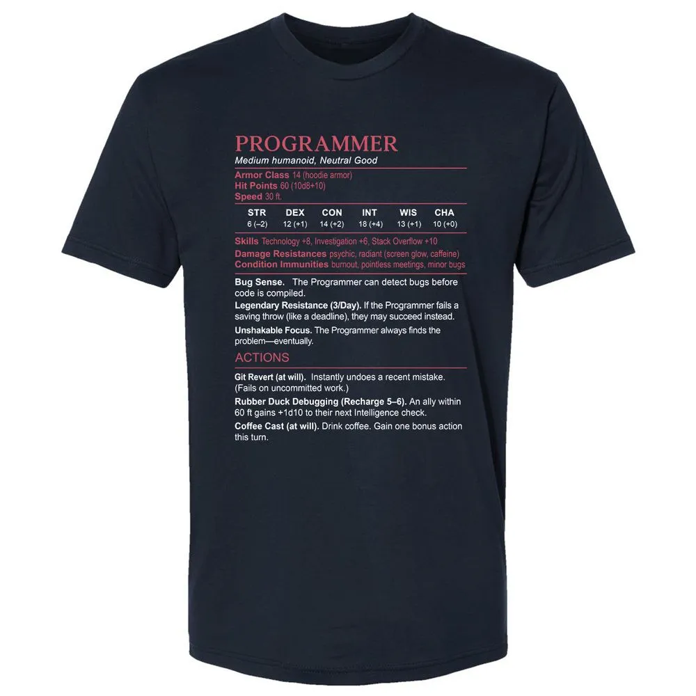 Programmer Stats Premium Unisex T-Shirt - Midnight Navy - 2