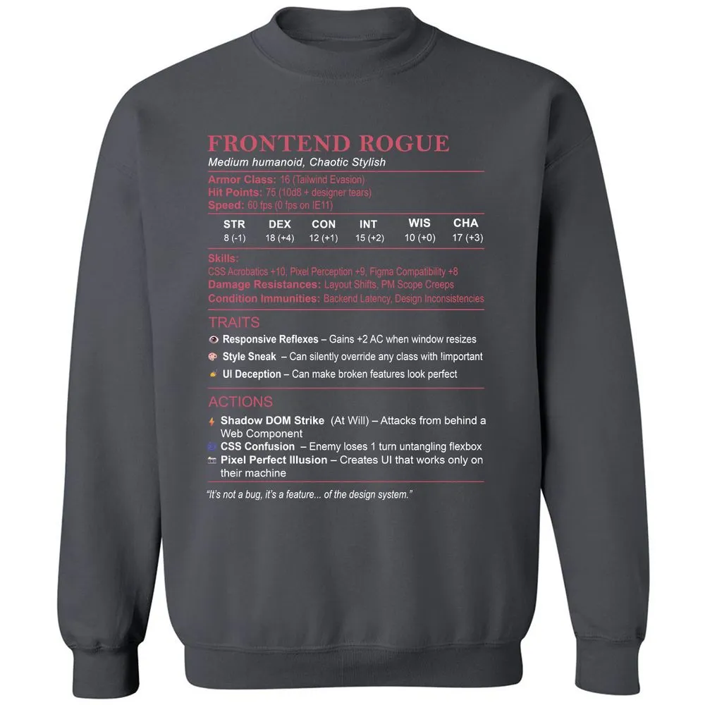 Frontend Rogue Classic Unisex Sweatshirt - Charcoal - 7