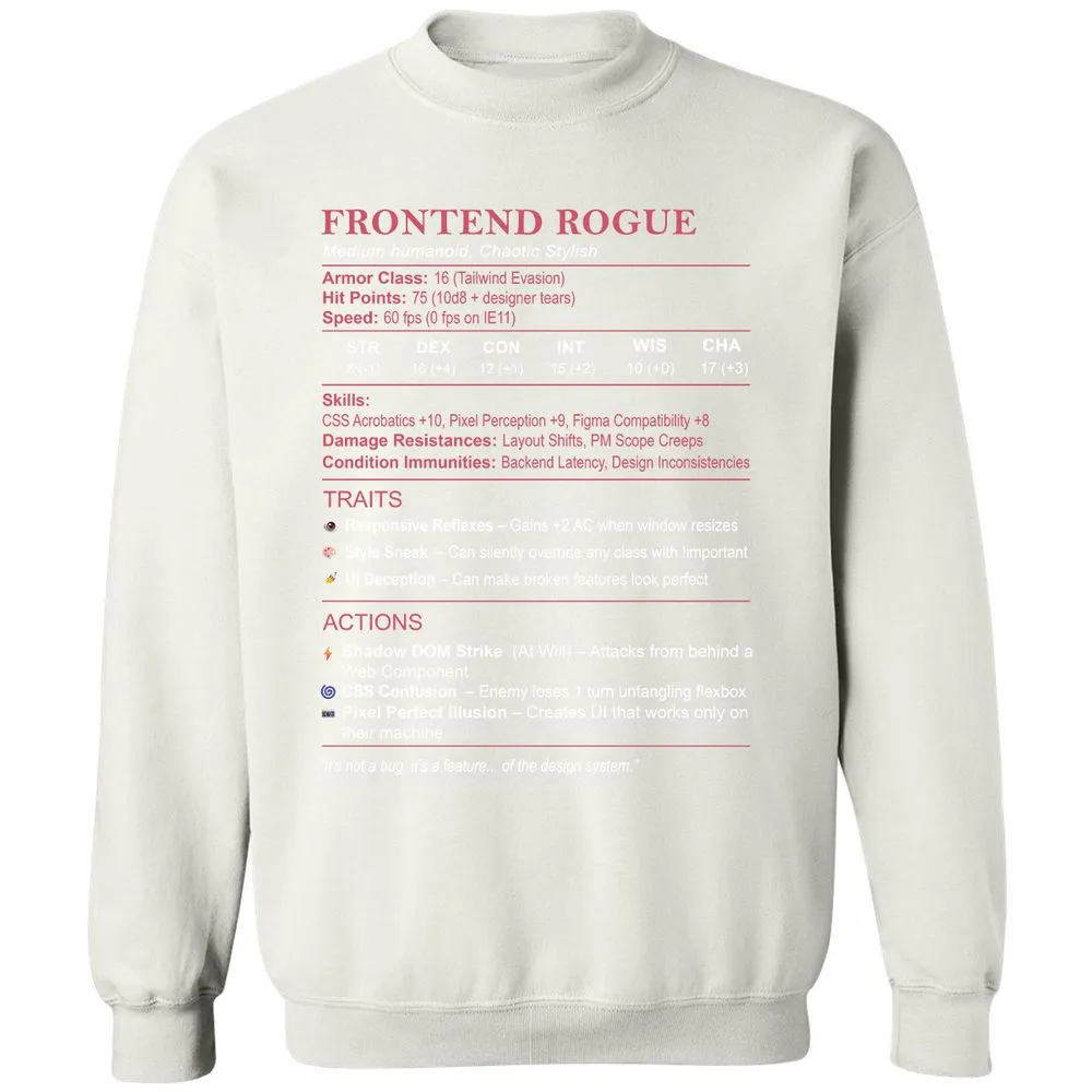 Frontend Rogue Classic Unisex Sweatshirt - White - 12