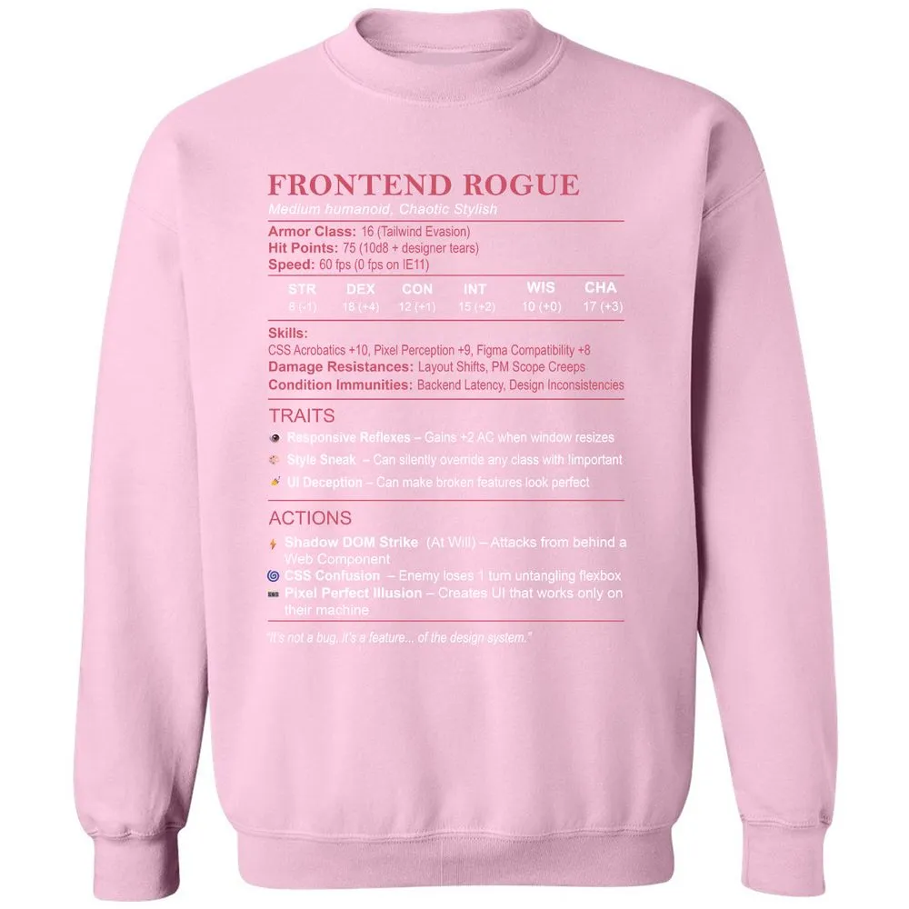 Frontend Rogue Classic Unisex Sweatshirt - Light Pink - 3