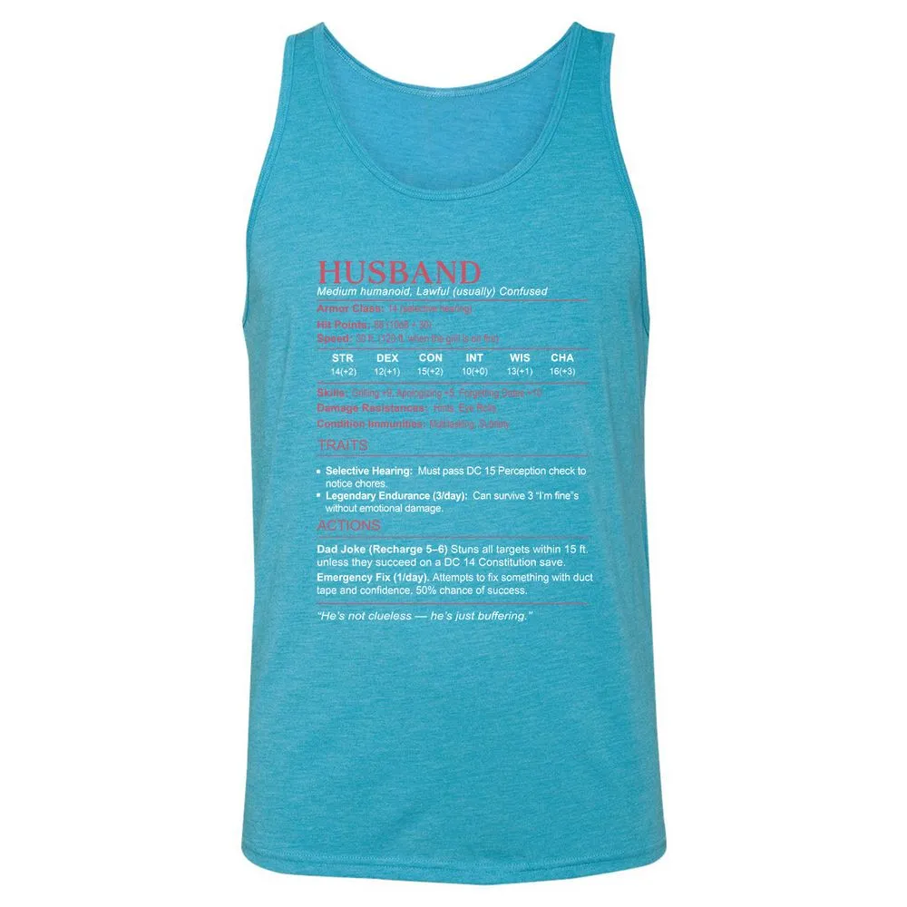 Husband Stats Unisex Jersey Tank - Aqua Triblend - 3