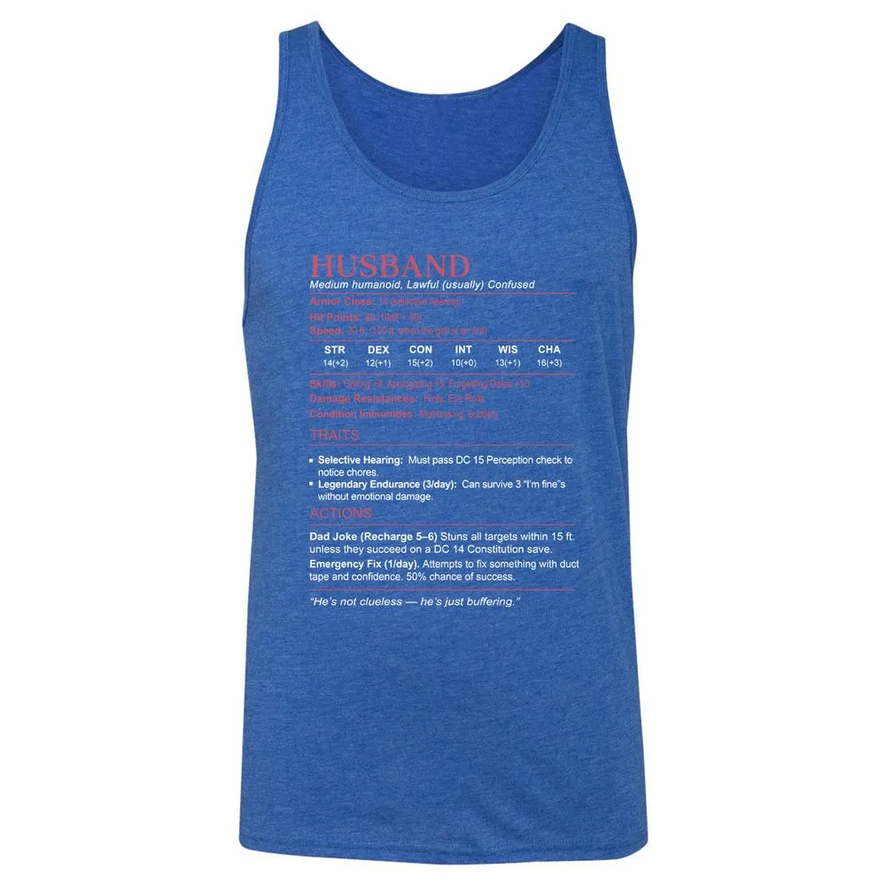 Husband Stats Unisex Jersey Tank - True Royal Triblend - 12