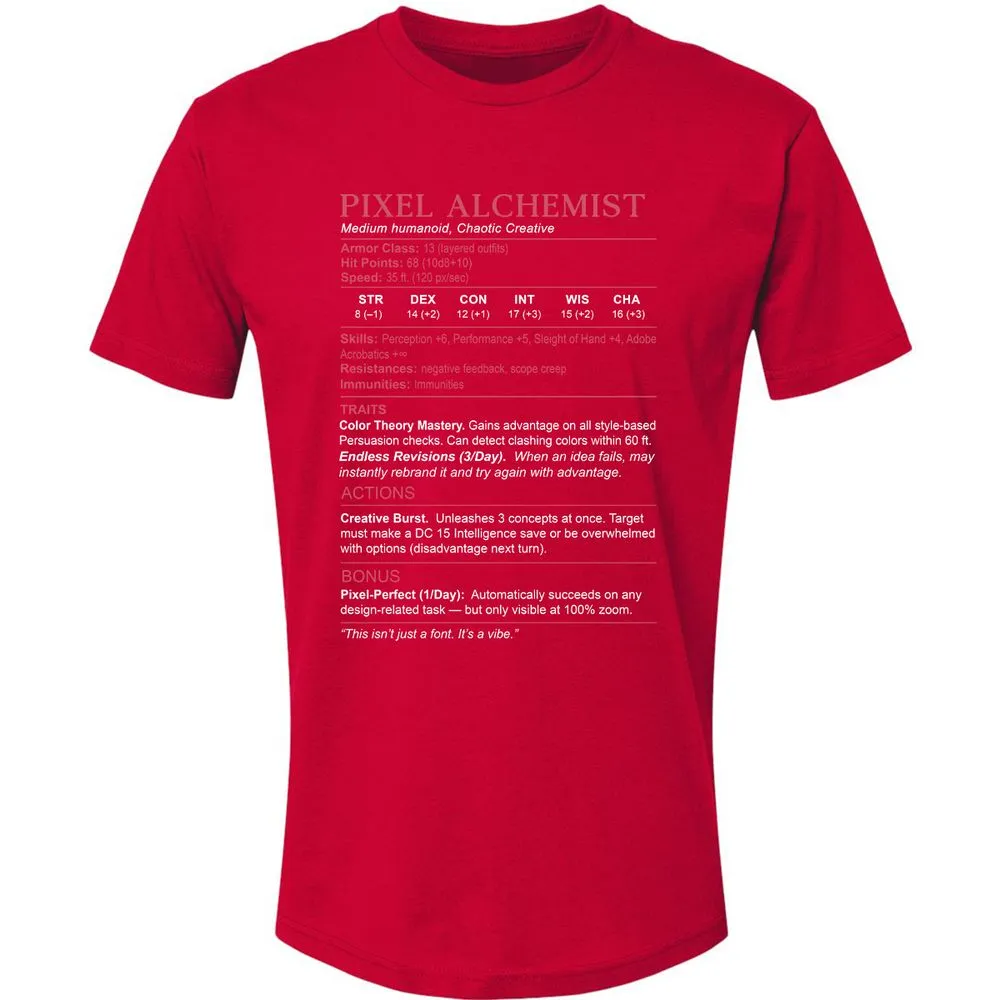 Designer Stats (Pixel Alchemist) Premium Unisex T-Shirt - Red - 6