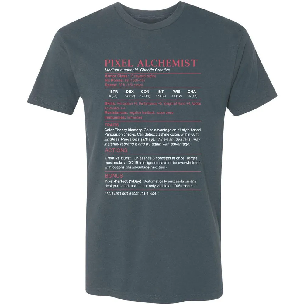 Designer Stats (Pixel Alchemist) Premium Unisex T-Shirt - Indigo - 15