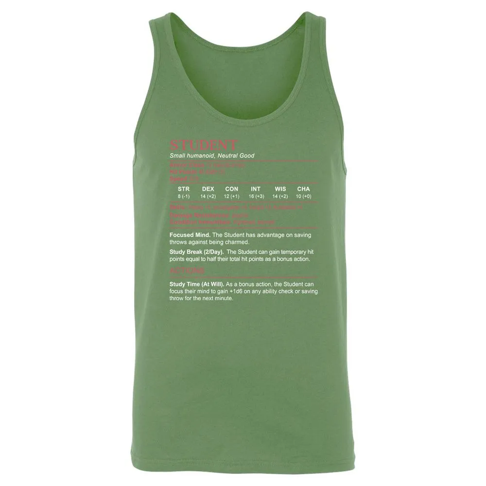 Student Stats Unisex Jersey Tank - Leaf - 10