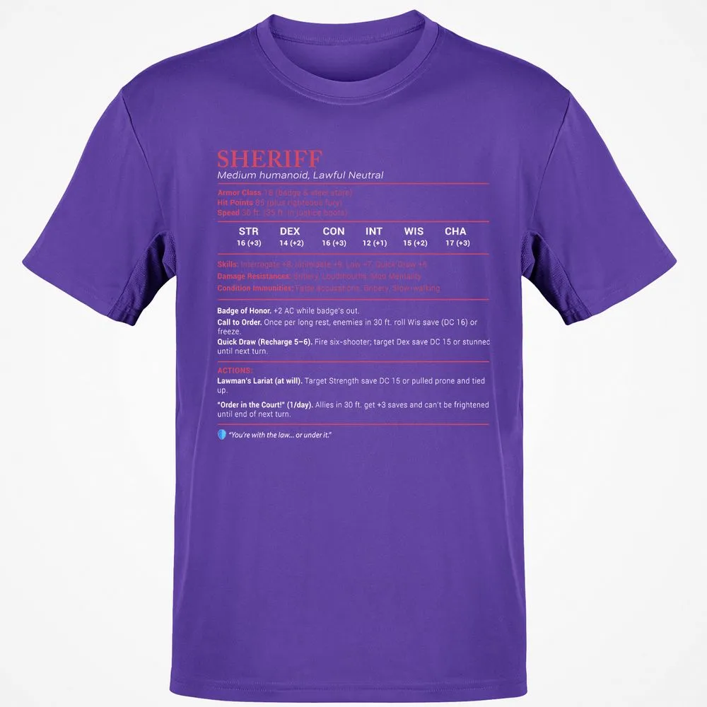 Sheriff Stats Classic Unisex T-Shirt - Purple - 9