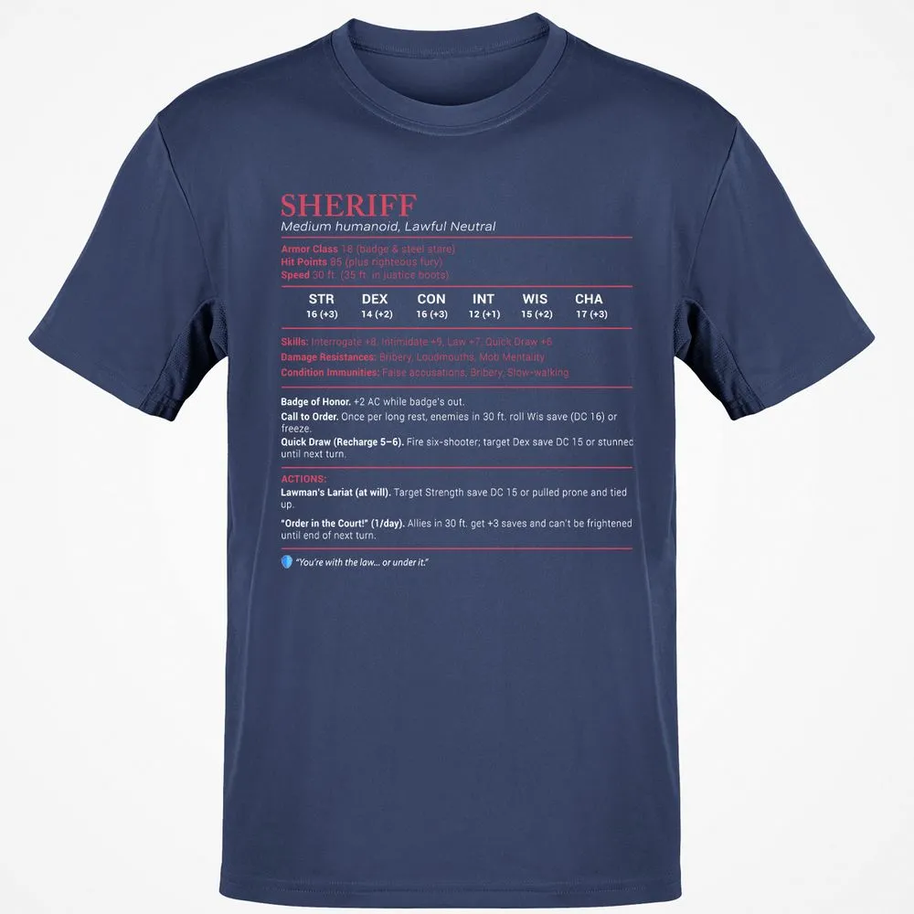 Sheriff Stats Classic Unisex T-Shirt - Navy - 7