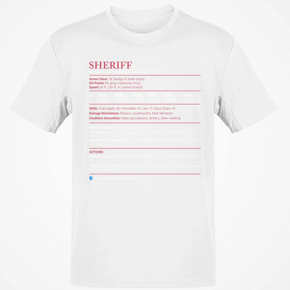 Sheriff Stats Classic Unisex T-Shirt - White - 12