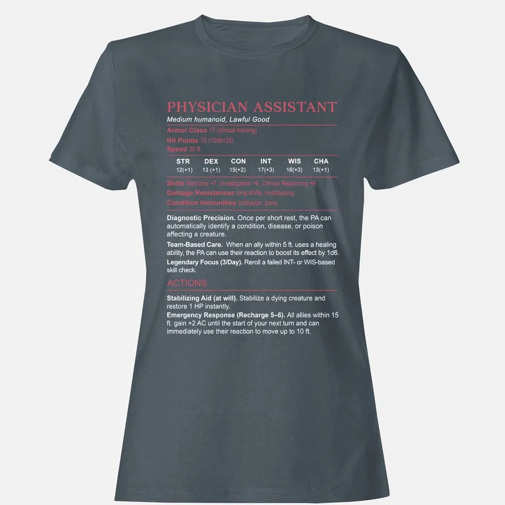 PHYSICIAN ASSISTANT Stats Women's T-Shirt - Charcoal - 3