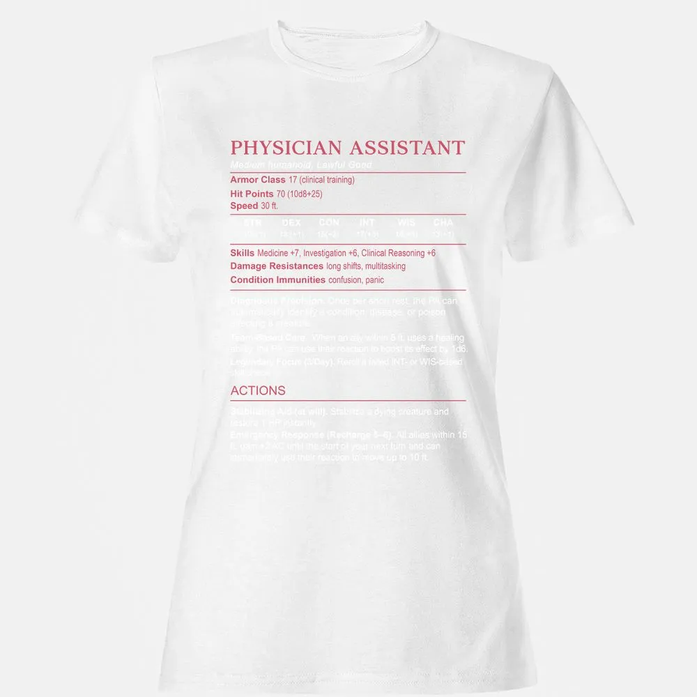 PHYSICIAN ASSISTANT Stats Women's T-Shirt - White - 16
