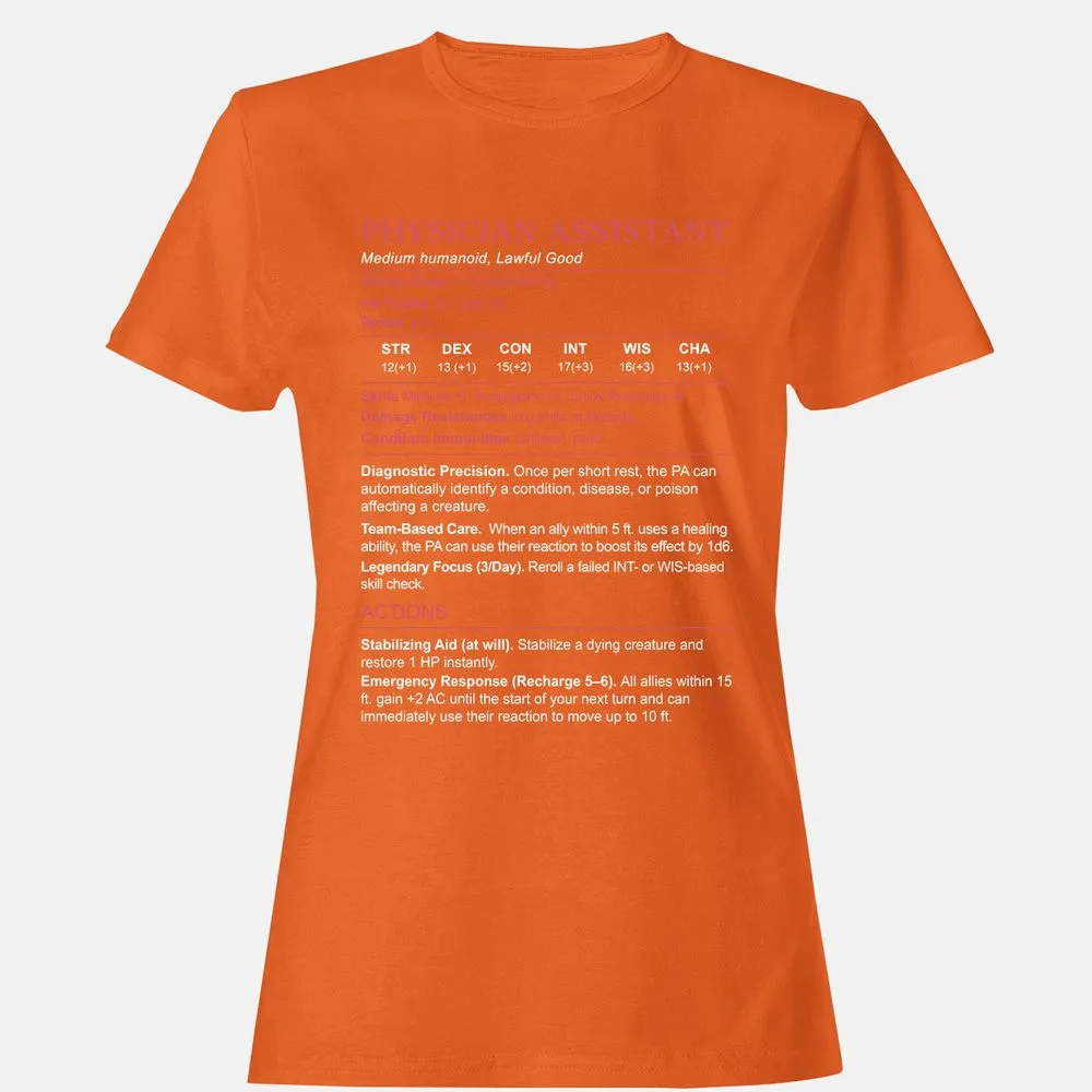 PHYSICIAN ASSISTANT Stats Women's T-Shirt - Orange - 11