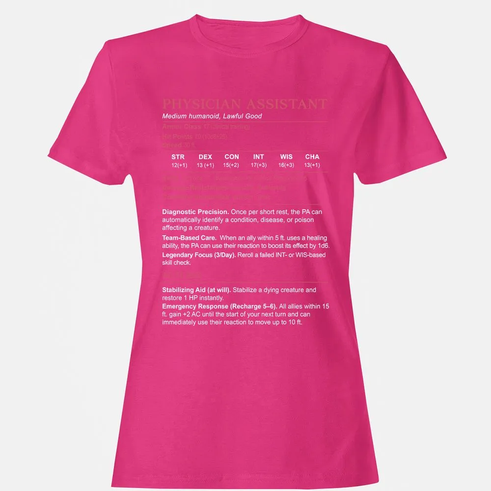 PHYSICIAN ASSISTANT Stats Women's T-Shirt - Heliconia - 6