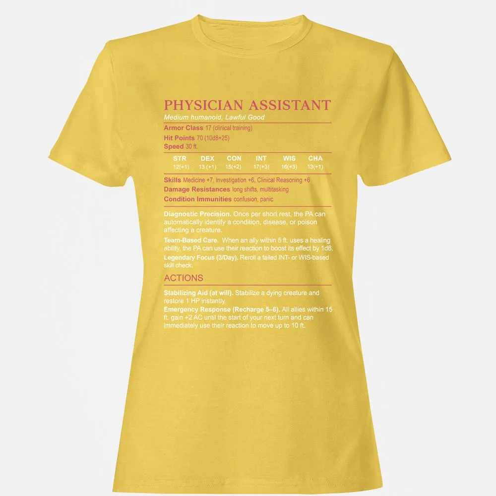 PHYSICIAN ASSISTANT Stats Women's T-Shirt - Daisy - 4