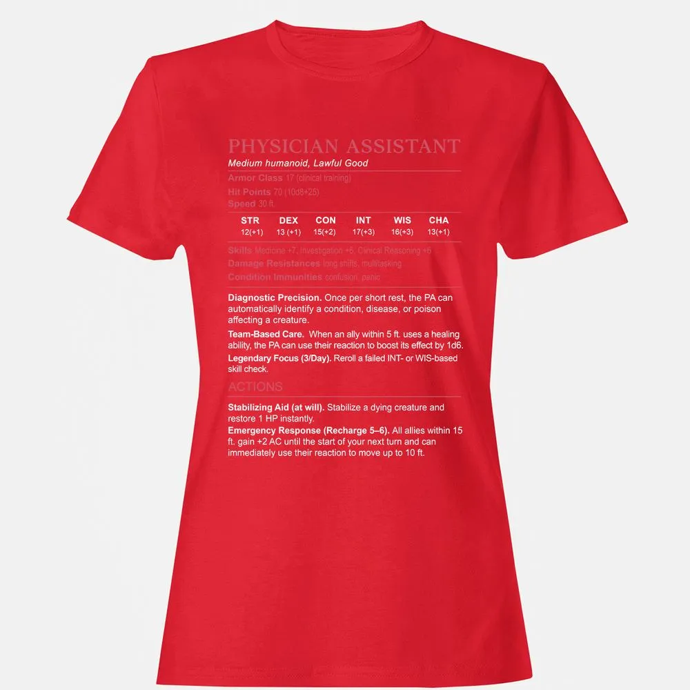 PHYSICIAN ASSISTANT Stats Women's T-Shirt - Red - 13
