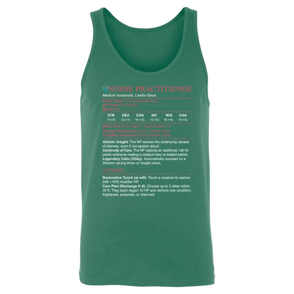 Nurse Practitioner Stats Unisex Jersey Tank - Kelly - 9