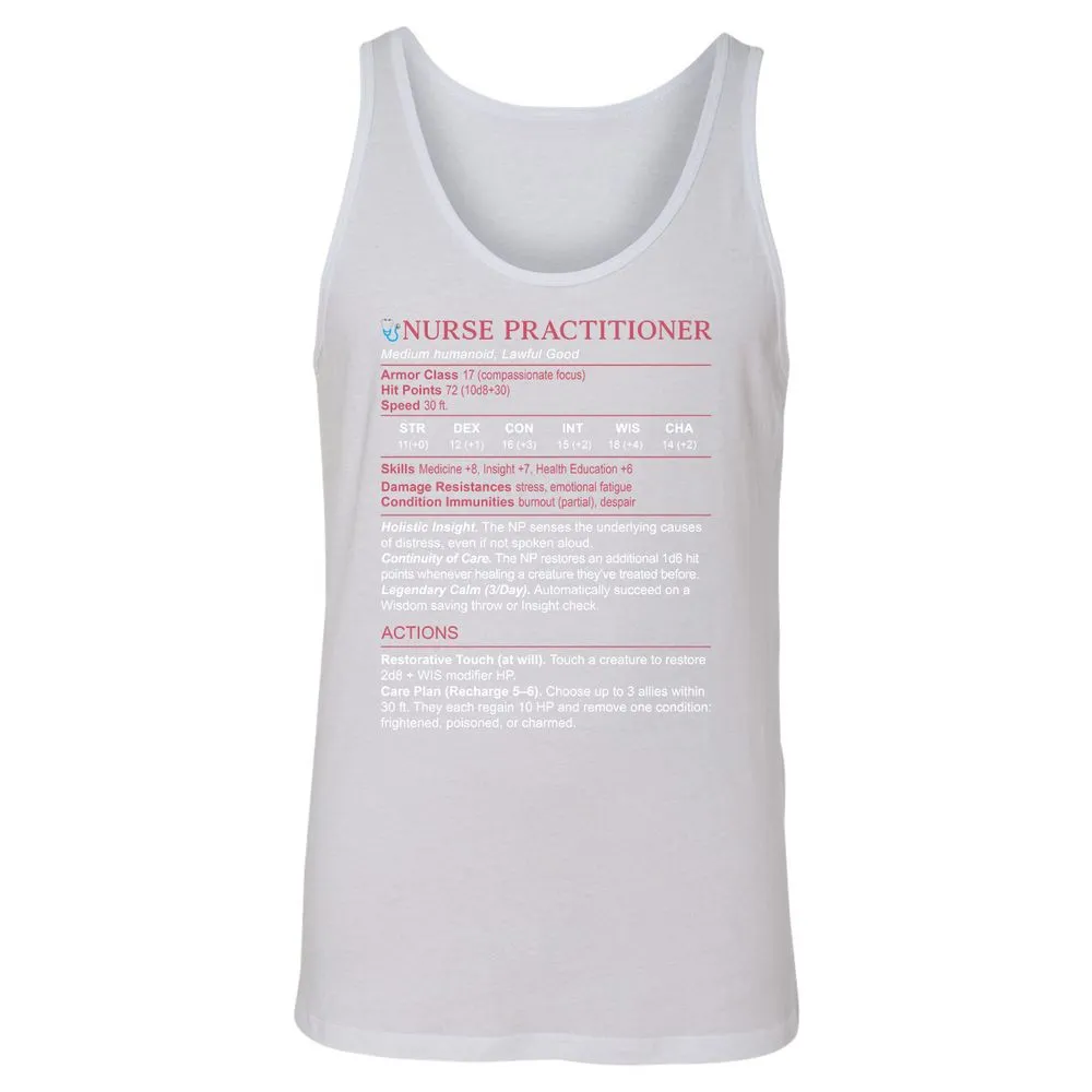 Nurse Practitioner Stats Unisex Jersey Tank - White - 14