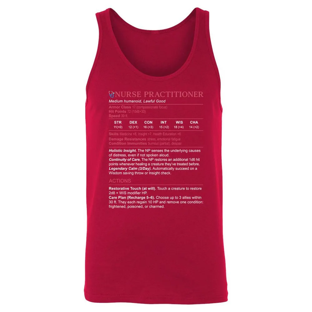 Nurse Practitioner Stats Unisex Jersey Tank - Red - 11