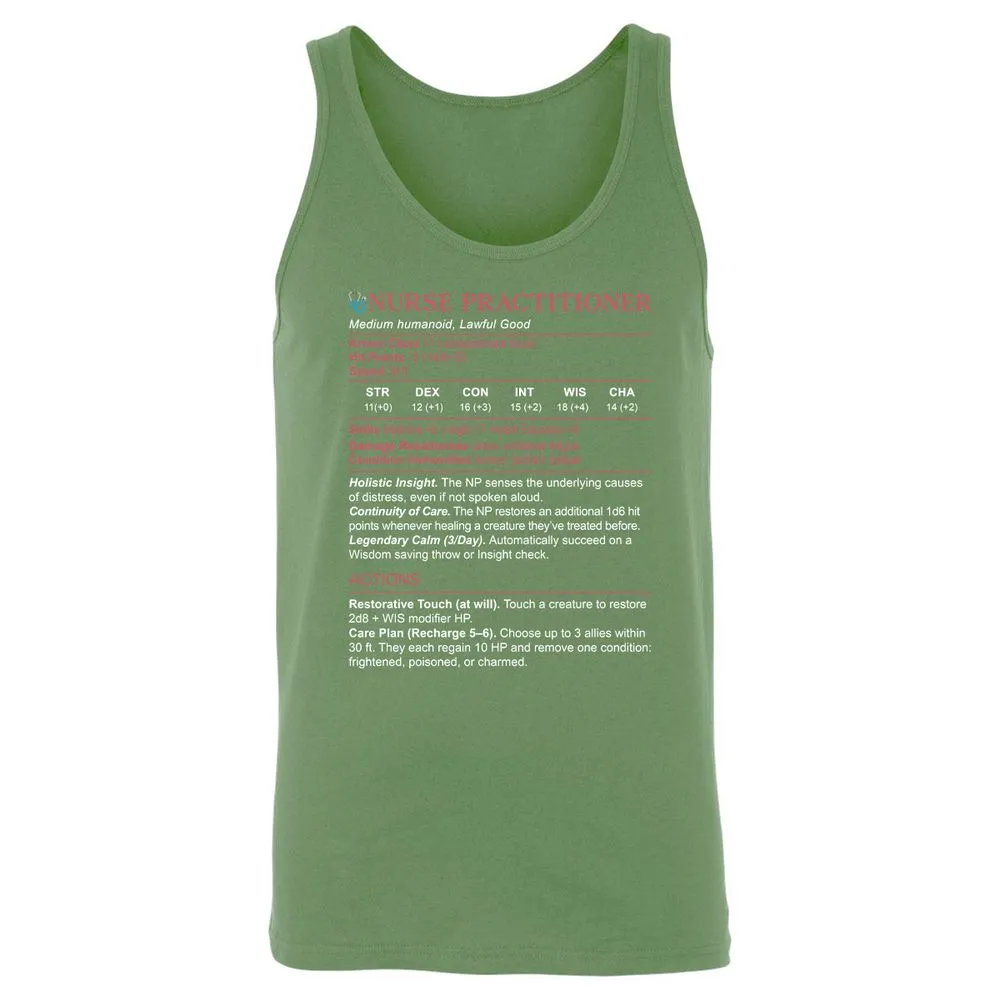 Nurse Practitioner Stats Unisex Jersey Tank - Leaf - 10