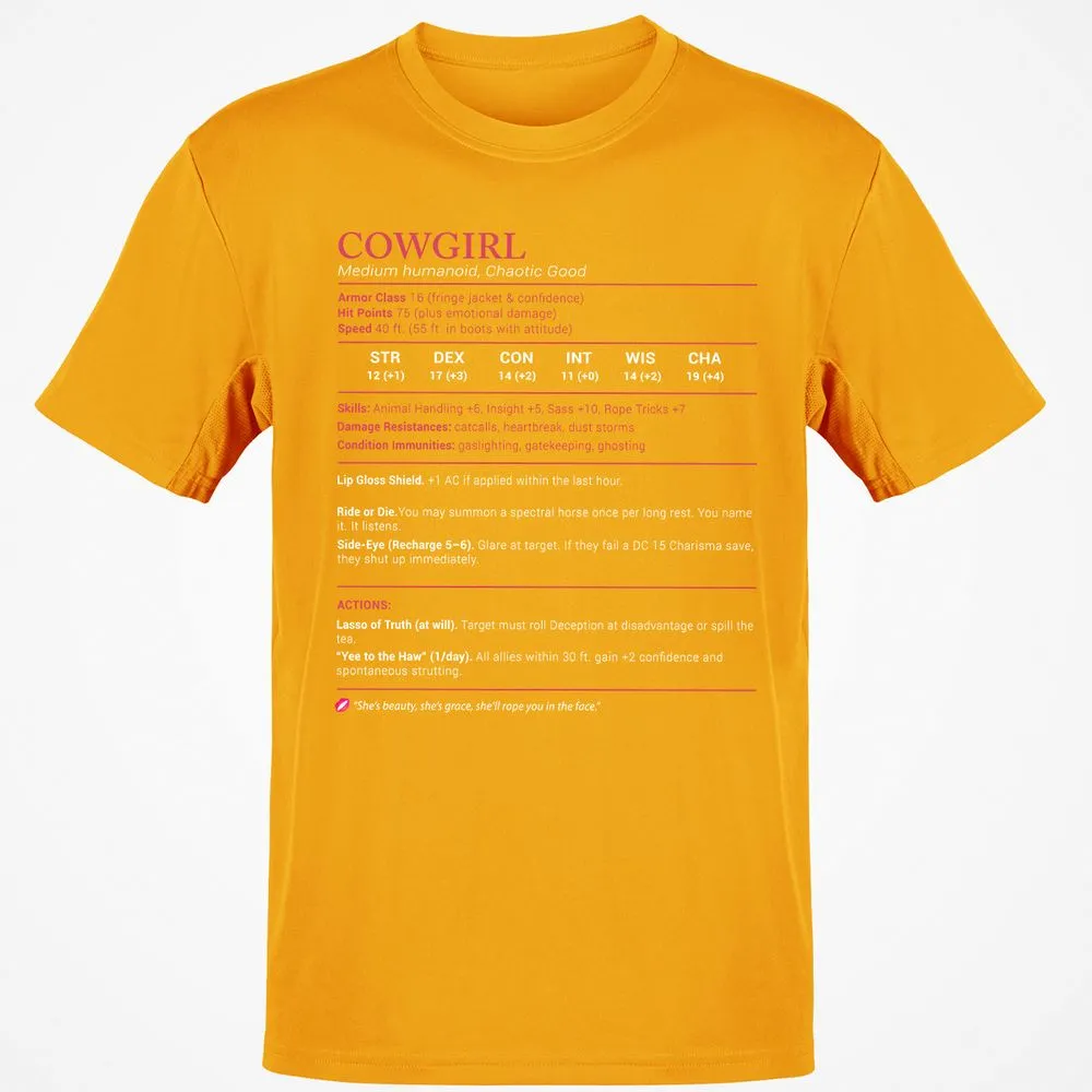 Cowgirl Stats Classic Unisex T-Shirt - Gold - 4