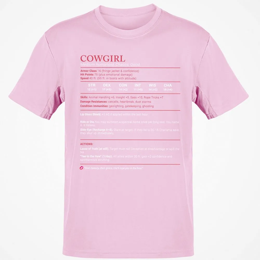 Cowgirl Stats Classic Unisex T-Shirt - Light Pink - 5
