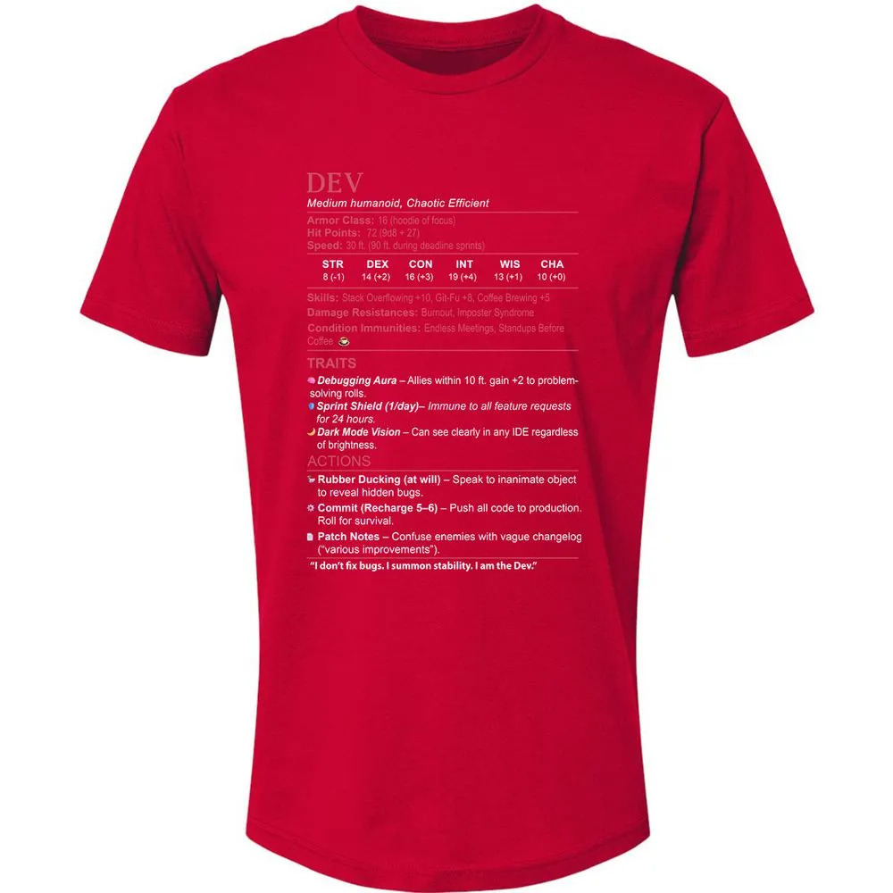 DEV Stats Premium Unisex T-Shirt - Red - 6