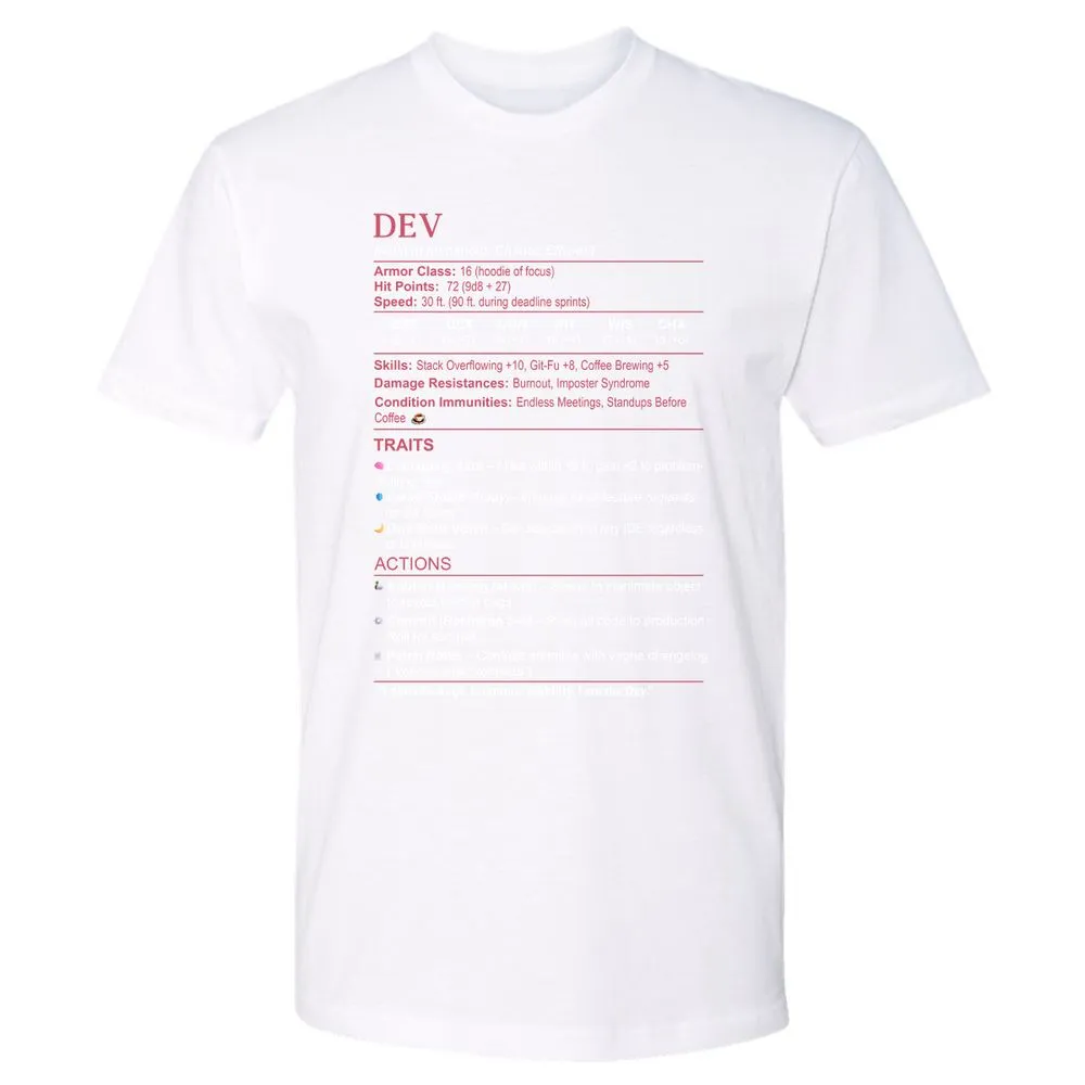 DEV Stats Premium Unisex T-Shirt - White - 4