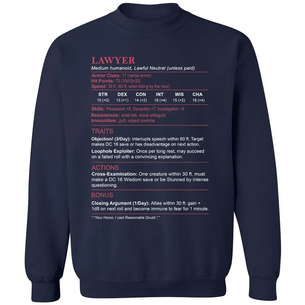 Lawyer Stats Classic Unisex Sweatshirt - Navy - 2