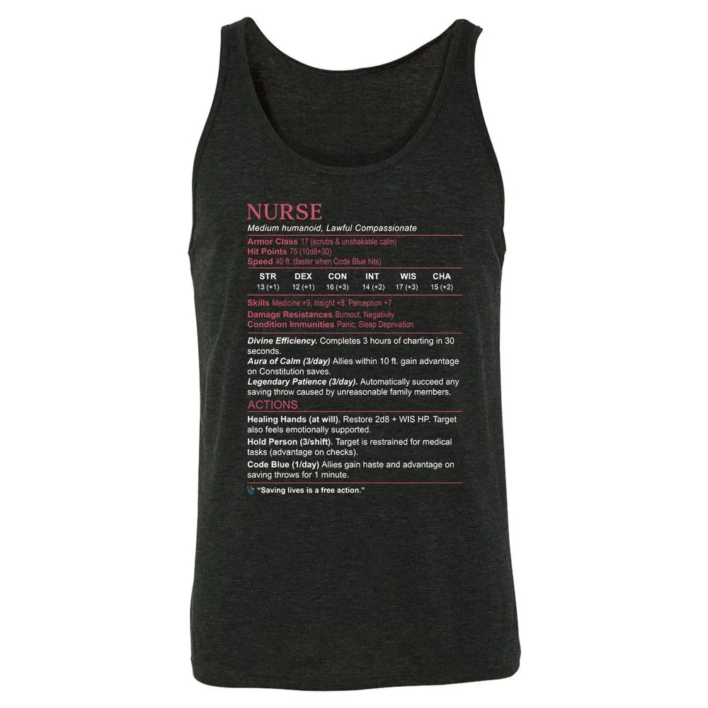 Nurse Stats 3 Unisex Jersey Tank - Charcoal Black Triblend - 5