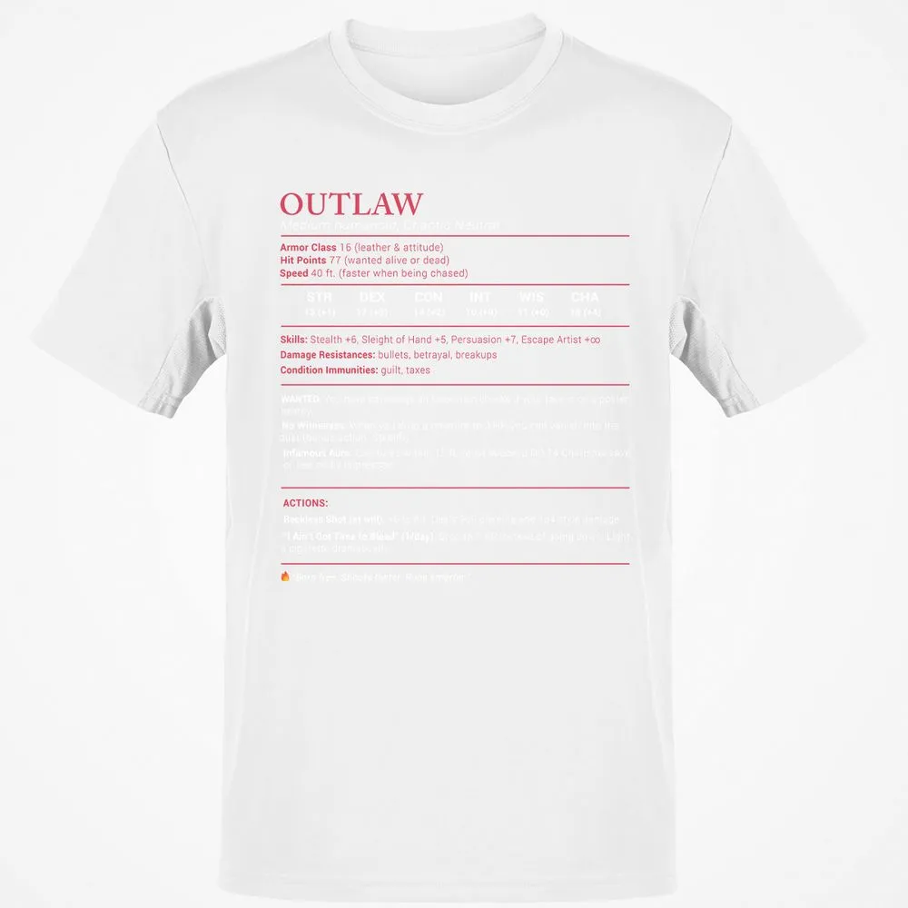 Outlaw Stats Classic Unisex T-Shirt - White - 12