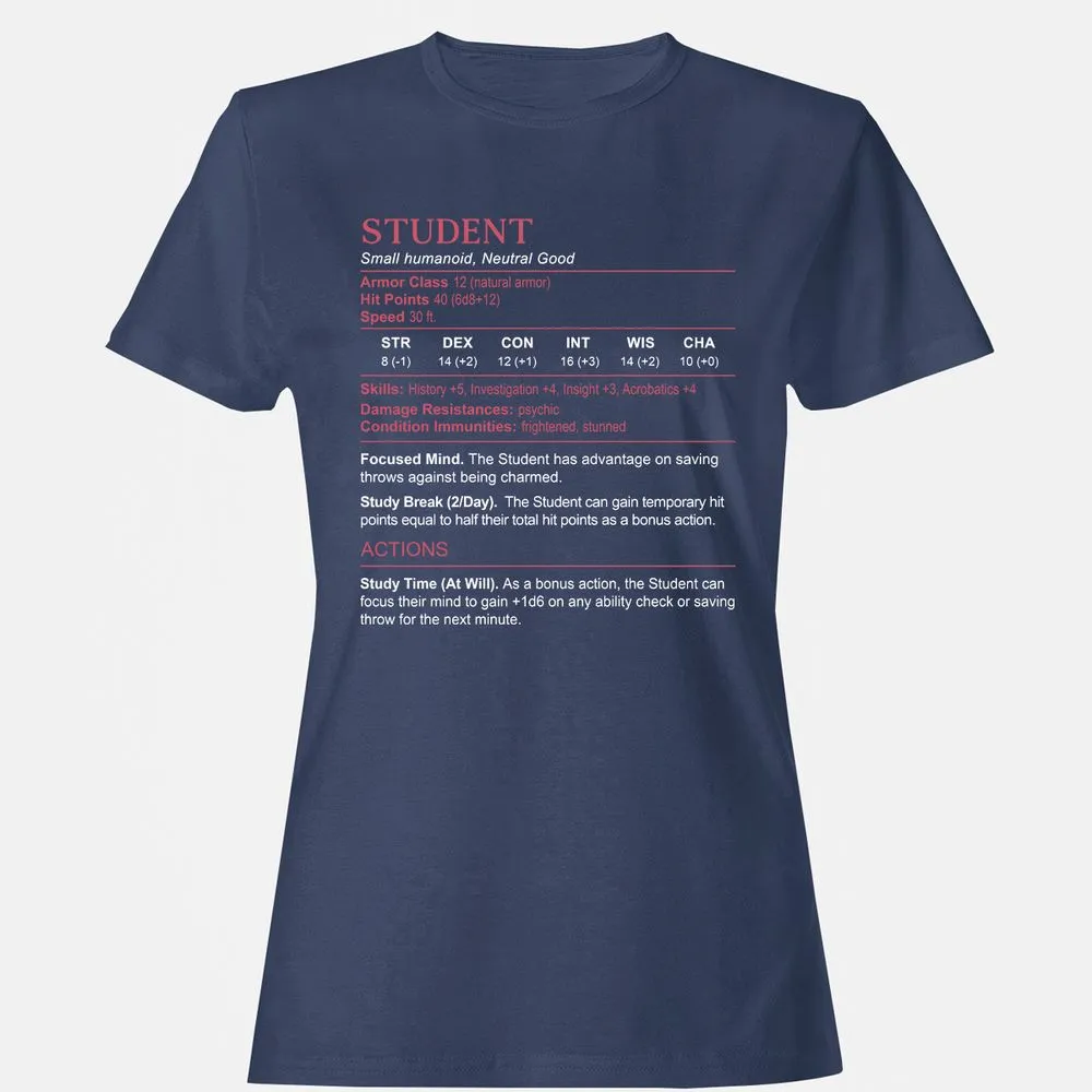 Student Stats Women's T-Shirt - Navy - 10