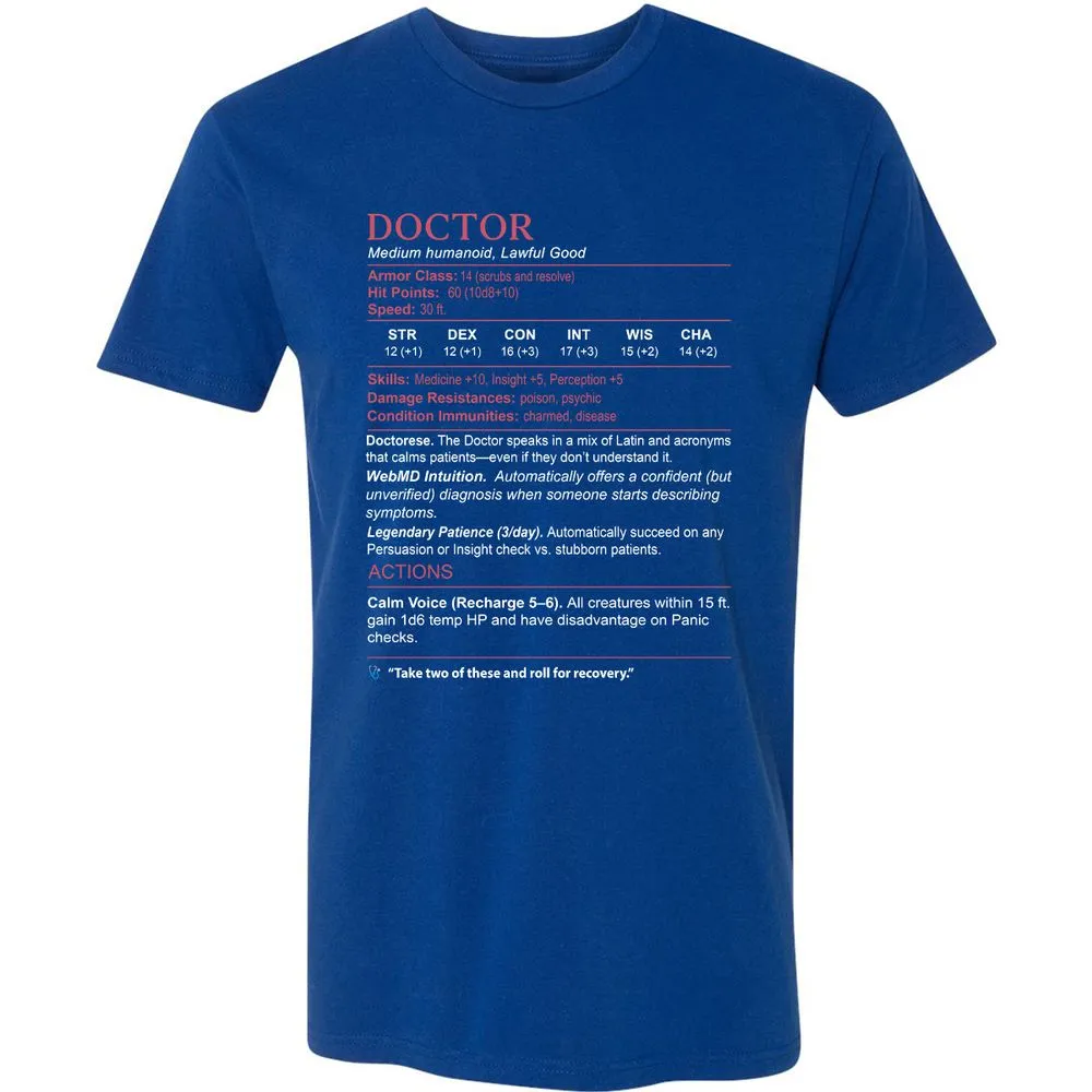 Doctor Stats Premium Unisex T-Shirt - Royal - 10