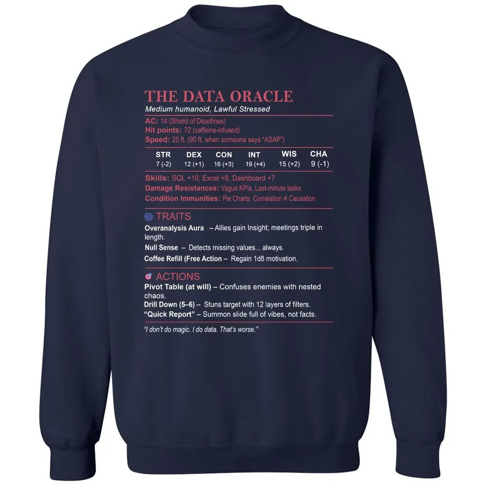 Data Analyst Stats (The Data Oracle) Classic Unisex Sweatshirt - Navy - 2