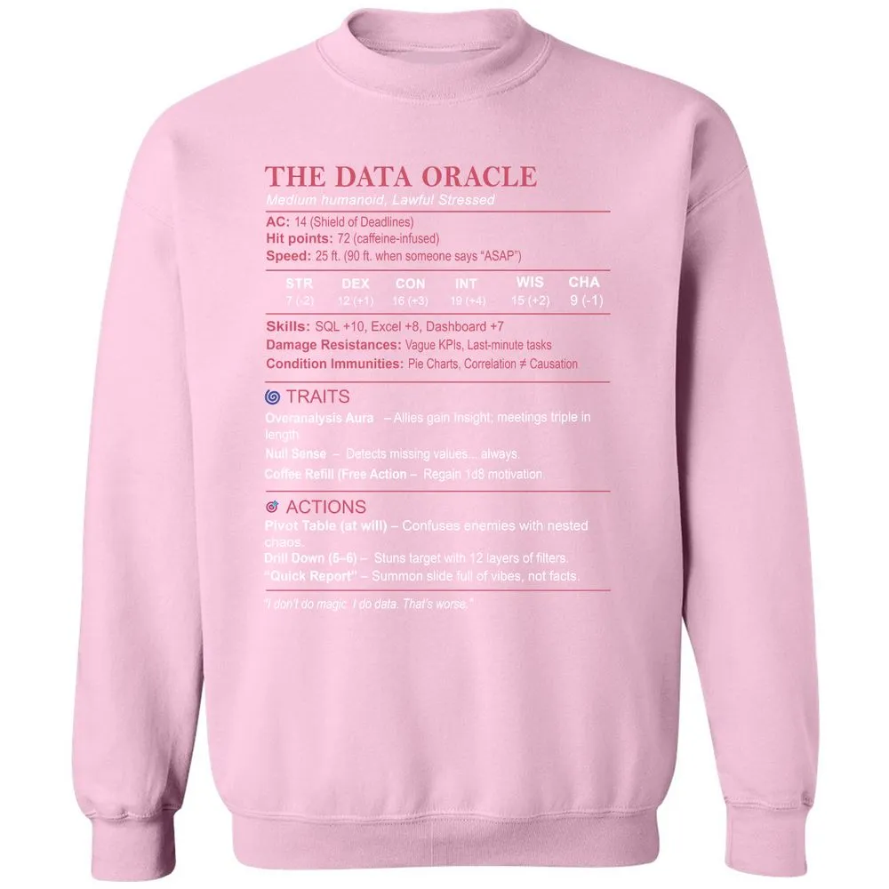 Data Analyst Stats (The Data Oracle) Classic Unisex Sweatshirt - Light Pink - 3