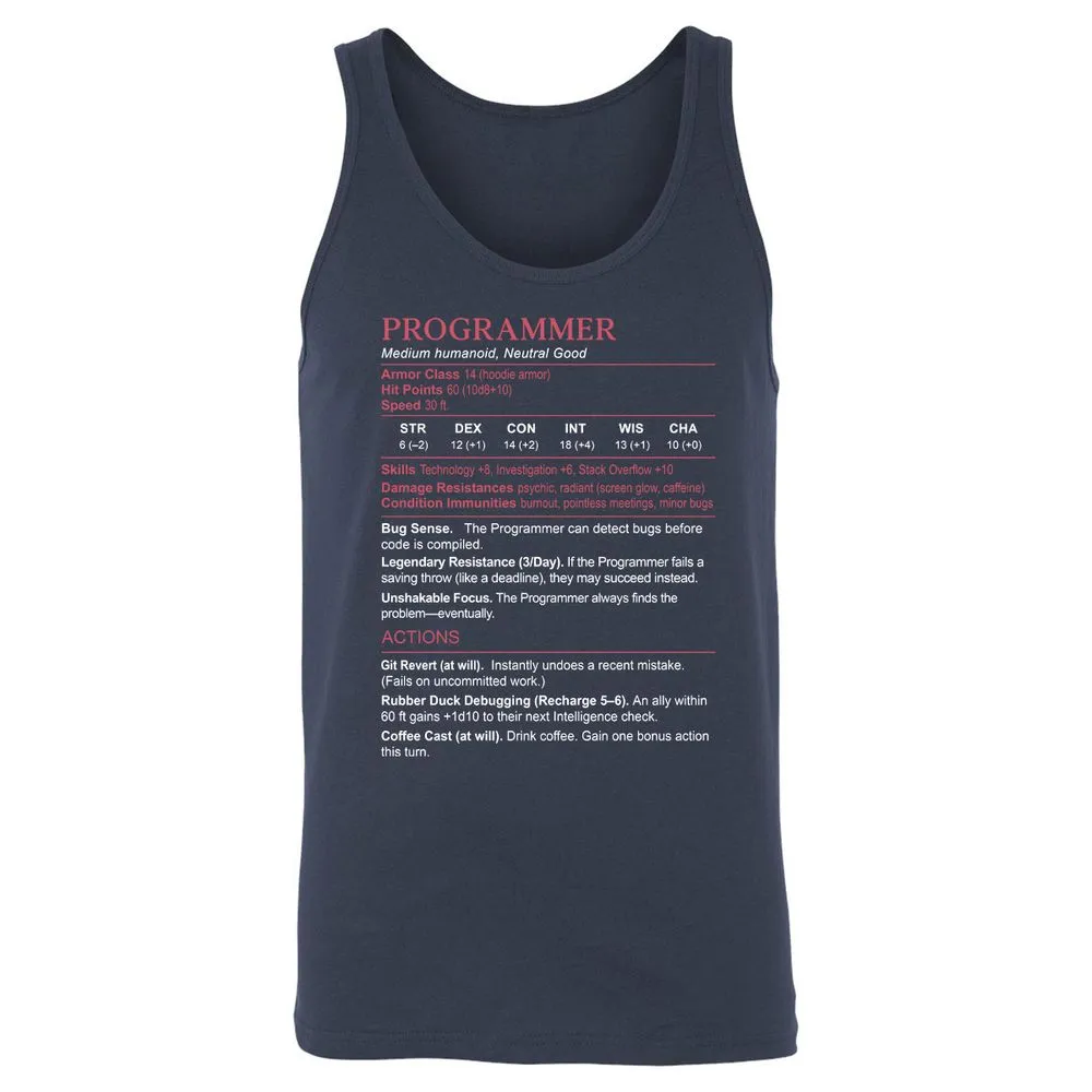 Programmer Stats Unisex Jersey Tank - Navy - 2