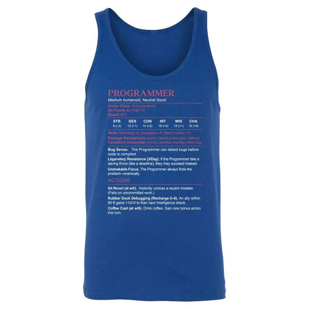 Programmer Stats Unisex Jersey Tank - True Royal - 13