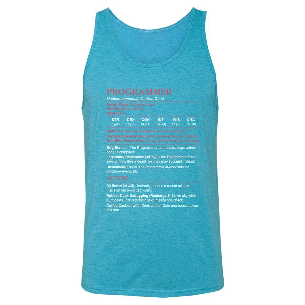 Programmer Stats Unisex Jersey Tank - Aqua Triblend - 3