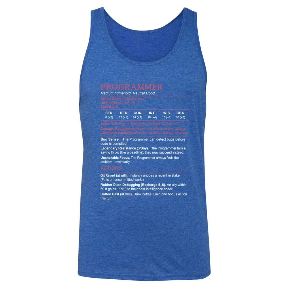 Programmer Stats Unisex Jersey Tank - True Royal Triblend - 12