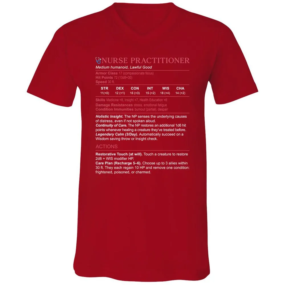 Nurse Practitioner Stats Unisex V-Neck T-Shirt - Red - 3