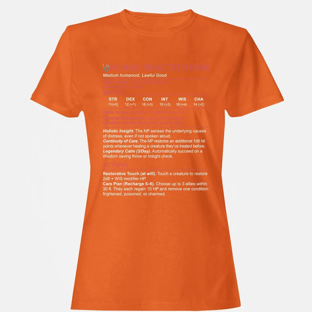 Nurse Practitioner Stats Women's T-Shirt - Orange - 11