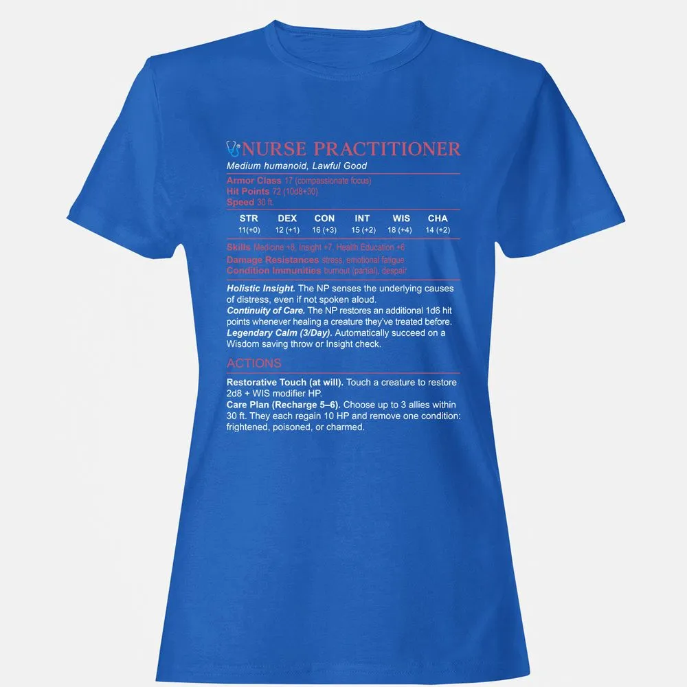 Nurse Practitioner Stats Women's T-Shirt - Royal - 14