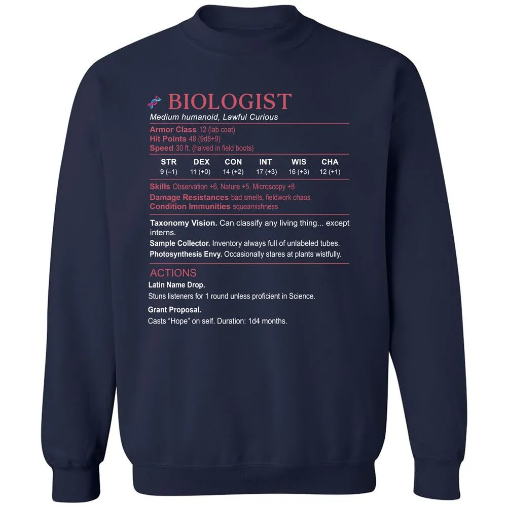 Biologist Stats Classic Unisex Sweatshirt - Navy - 2