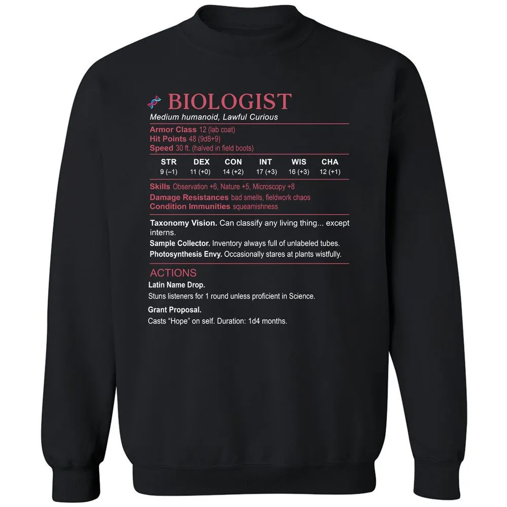 Biologist Stats Classic Unisex Sweatshirt - Black - 1