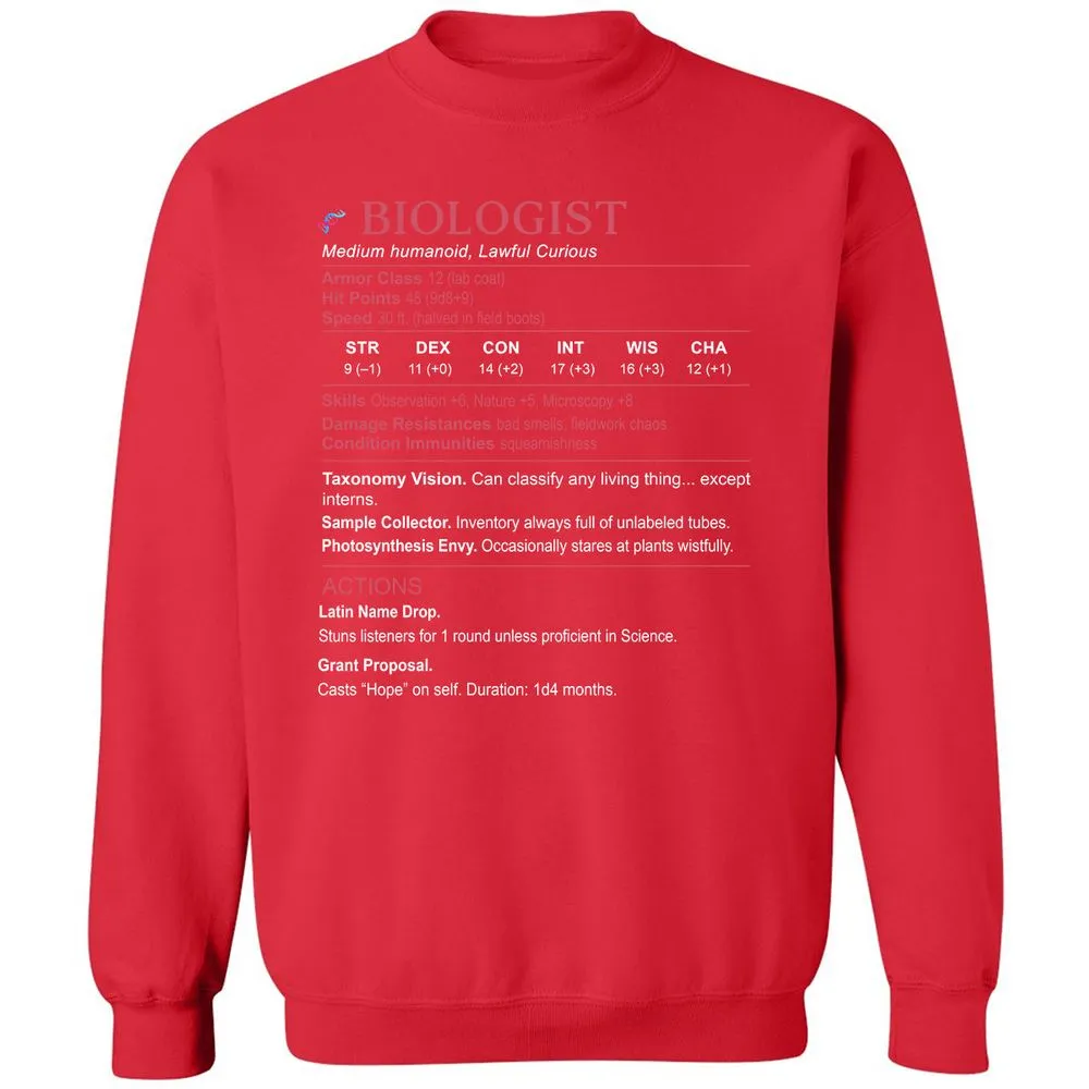 Biologist Stats Classic Unisex Sweatshirt - Red - 5